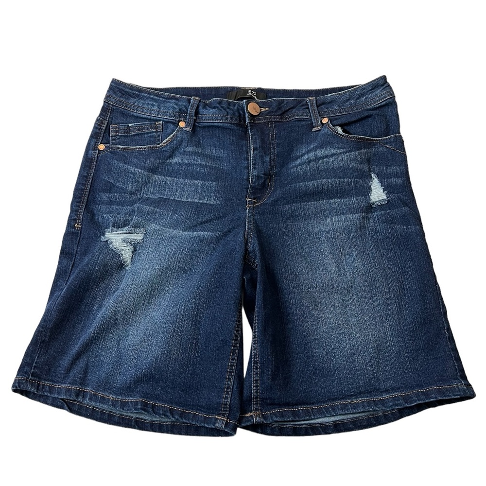 1822 Distressed Dark Wash Denim Shorts Size 14